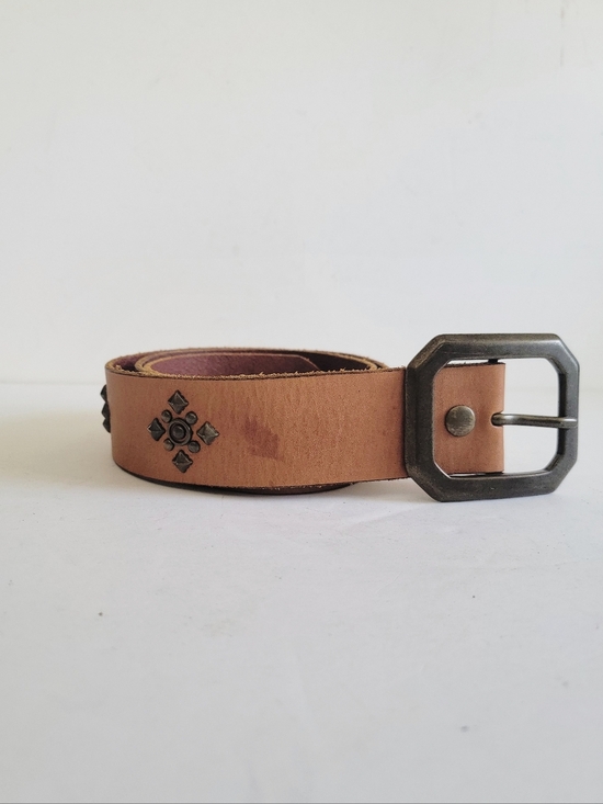 Banana Republic Brown Tan Leather Studded Boho Belt Size Medium Southwestern main image 14